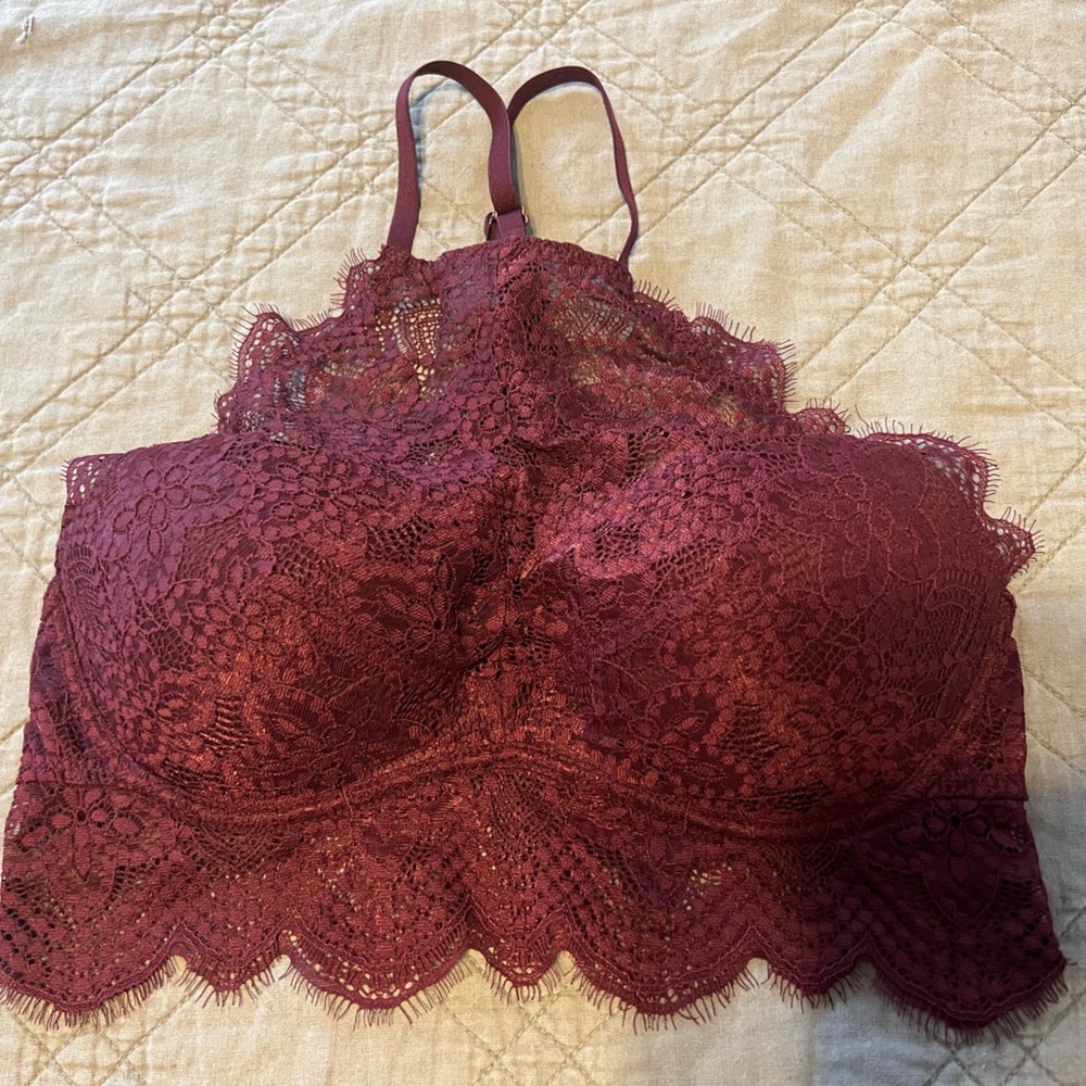 Maroon lace corset bra top